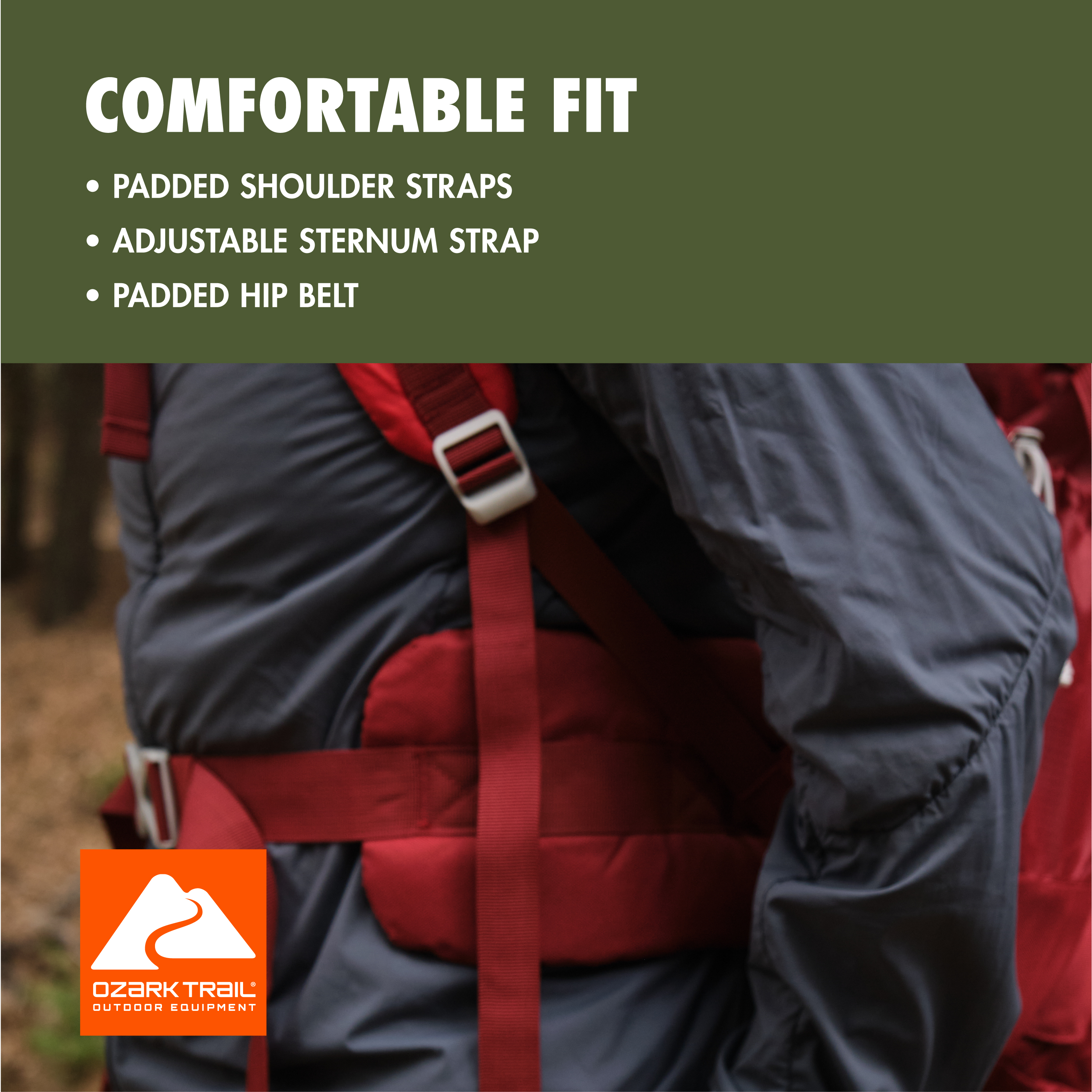 Ozark Trail 47L Hiking Backpack, Red photo 3