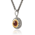 thumbnail image 3 of 925 Sterling Silver Vintage Round Red Garnet Necklace, 3 of 4