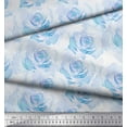 thumbnail image 3 of Soimoi Blue Cotton Duck Fabric Rose Floral Printed Craft Fabric by the Yard 44 Inch Wide, 3 of 3