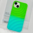 thumbnail image 2 of Compatible with iPhone 13 Phone Case Girls Cute Gradient Bicolor Crimp Wave Pattern Soft Silicone Shockproof Camera Protective Back Cover Slim Phone Case for Women - Green Cyan, 2 of 12