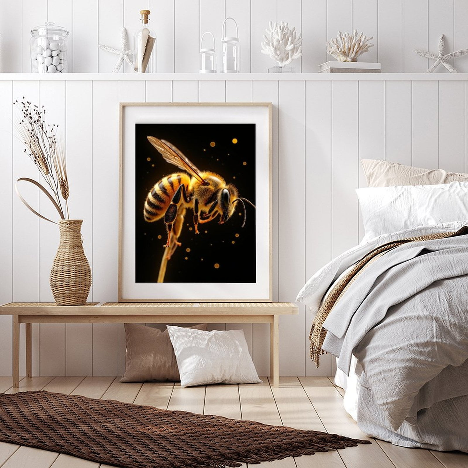 Diamond Art Kit for Adults, Bee Macro Photography Yellow Glow Diamond Painting for Adults Beginners, DIY Diamond Art Painting Kits, 5D Diamond Painting Crafts for Home Decor 12x16 Frameless