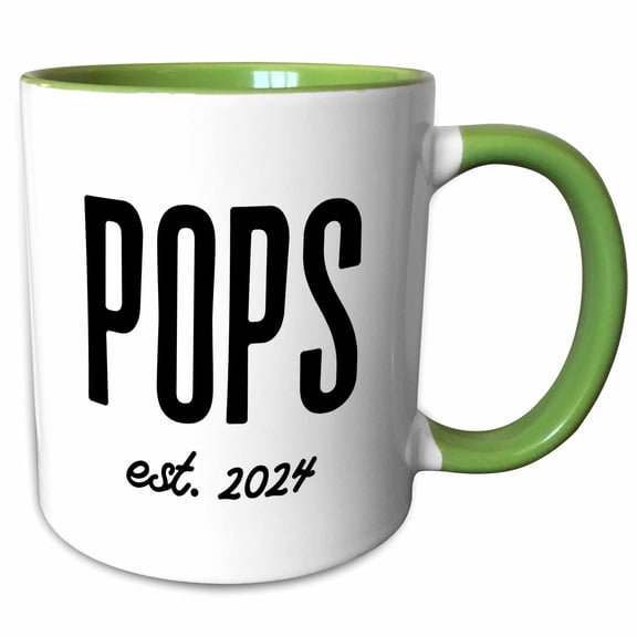 3drose, Pops Established 2024 Grand Parent Merchandise, 15oz Two-tone Green Mug