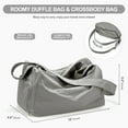 thumbnail image 4 of Duffle Bag for Sports with Shoe Compartment, Gym Bag for Women Men Travel Bag, Waterproof Overnight Bag Lightweight Carry on Gym Tote Bag with Wet Pocket for Swim, Yoga, Dance, Grey, 4 of 8