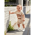thumbnail image 4 of BemeyourBBs 2Pcs Newborn Boy Litter Brother Outfit Infant Summer Clothes Short Sleeve Little Bro Letters Embroidery Romper and Elastic Waist Shorts Set, 4 of 9