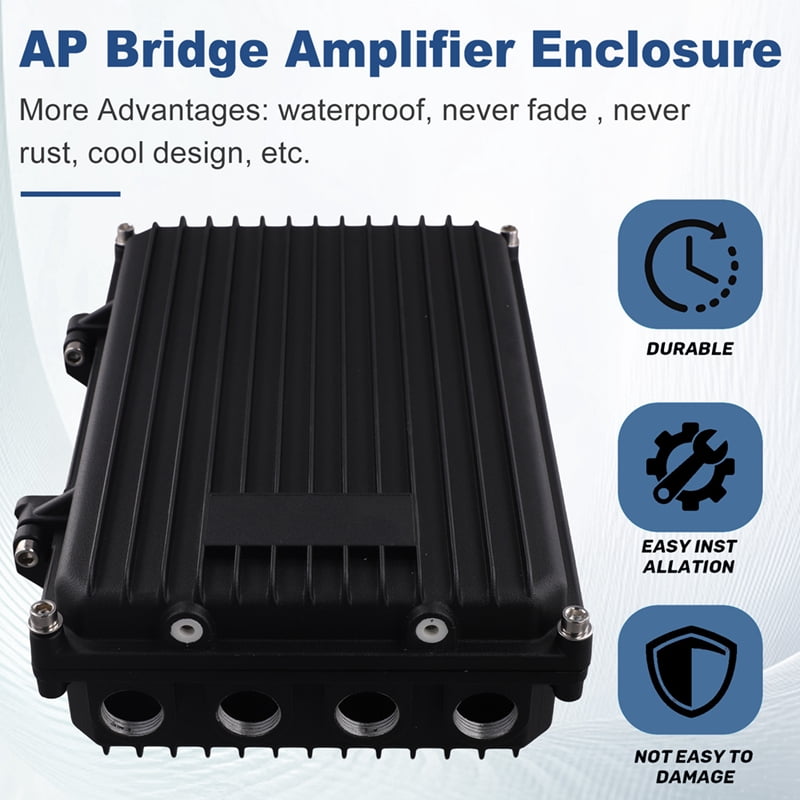 AP Bridge Amplifier Enclosure, Cast Aluminum Waterproof Box, Black, 260x167x68mm
