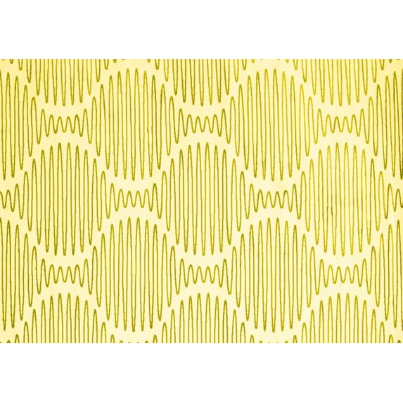Ahgly Company Machine Washable Indoor Rectangle Abstract Yellow Contemporary Area Rugs, 4' x 6'
