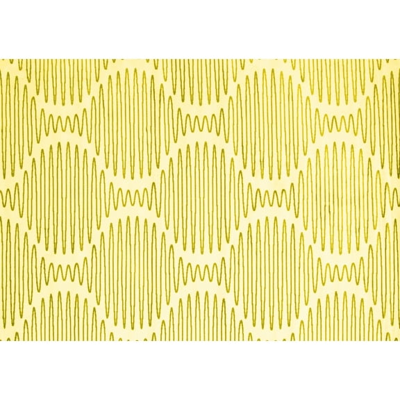 Ahgly Company Machine Washable Indoor Rectangle Abstract Yellow Contemporary Area Rugs, 5' x 7'