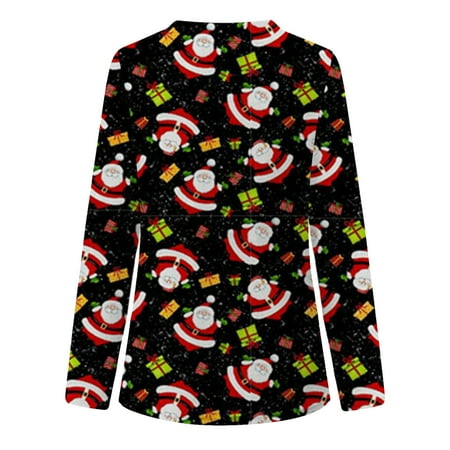 

TAIAOJING Scrubs for Women Long Sleeve V-neck Tops Working Uniform Blouse