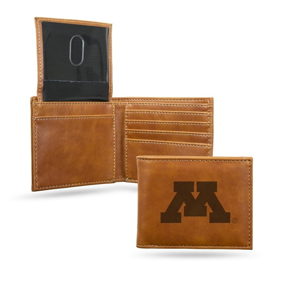 Minnesota Golden Gophers NCAA Laser Engraved Brown Billfold Wallet