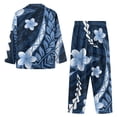 thumbnail image 6 of Garronmavis Blue Hibiscus Flowers Pajama Sets for Women 2 Piece Long Sleeve Sleepwear Comfy Soft PJ Set Lounge Outfit Fall Winter Nightwear Top and Pant, 6 of 7