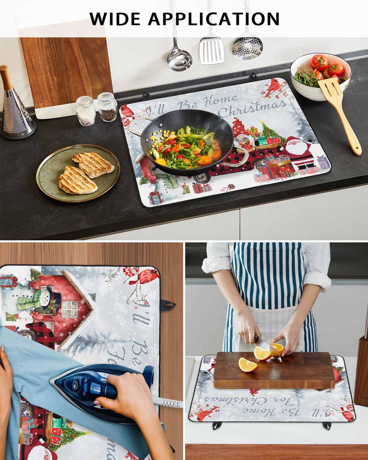 Large Induction Cooktop Protector Mat Christmas Stove Top Covers for Electric Stove, Snowman Gnomes Cardinal Red Truck Barn Snow Decorative Stove Burner Cover Mats, Glass Top Stove Cover
