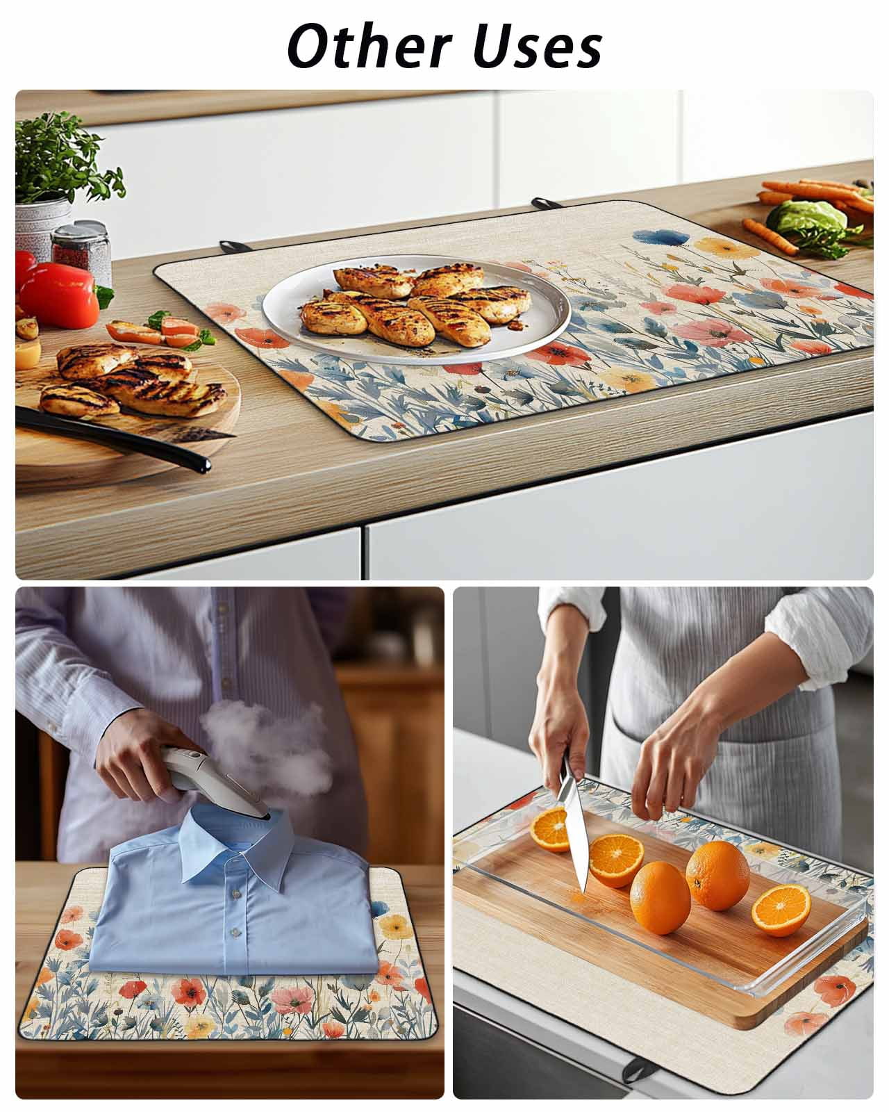 Stove Top Covers for Electric Stove, Spring Floral Glass Stovetop Cover Protector, Watercolor Elegant Summer Botanical Rustic Induction Cooktop Protector Oven Mat for Kitchen Countertop 24"x21"
