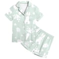 thumbnail image 3 of Easter Pjs for Girls Cartoon Bunny Lapel Short Sleeve Casual Buttons 2 Piece Pjs for Girls Kids Green,10-11 Years, 3 of 3