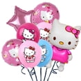 thumbnail image 3 of Decoración de fiesta de cumpleaños de Hello Kitty para niños, papel de aluminio, globo de látex, vajilla de dibujos animados, suministros para eventos, pancarta, telones de fondo, 3 of 4