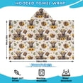 thumbnail image 2 of Beige Highland Cow Sunflower Basket Pattern Hooded Bath Towel，60"x35" for Ages 3 To 12 Kids, Quick Dry Lightweight Soft Microfiber Hood Beach Towel Cover Up for Kids, 2 of 7