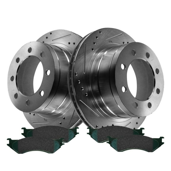 TRQ Rotor & Brake Pad Posi Ceramic Performance Drilled Slotted Rear Kit New BKA12124 Fits select: 2006-2008 DODGE RAM 1500, 2003-2008 DODGE RAM 2500