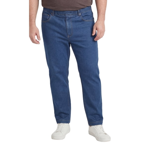 Turtle Bay New York Men's Elastic Waist Pull-On Casual Jeans in Denim and Twill (Plus Sizes)