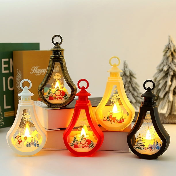 Xihbxyly Luces de Viento Retro, Adornos Colgantes para Árbol de Navidad, Lámpara Portátil Exquisita, Decoración para La Mesa Del Comedor, Alegría Festiva, Perfectas para Interiores y Exteriores, Tama