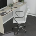 thumbnail image 3 of Merrick Lane Mid-Back Home Office Chair with Armrests, Height Adjustable Swivel Seat and Five Star Chrome Base, White Faux Leather, 3 of 12