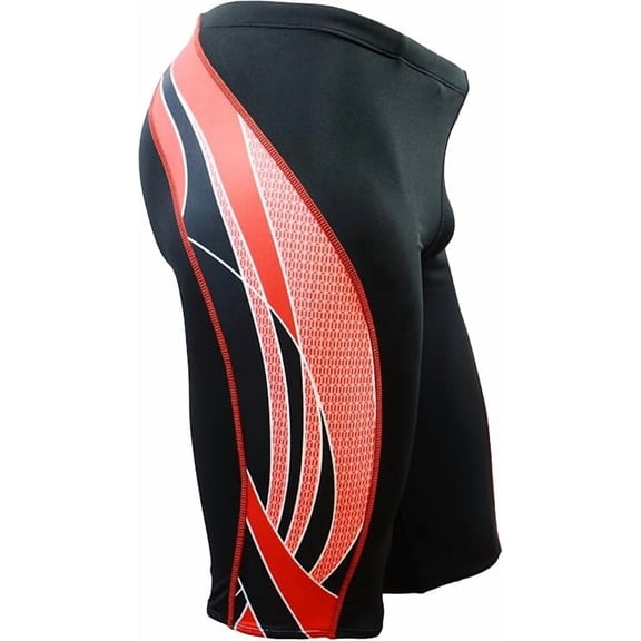 Adoretex Men's Side Wings Jammer Swimsuit (MJ009) - Black/Red - 28
