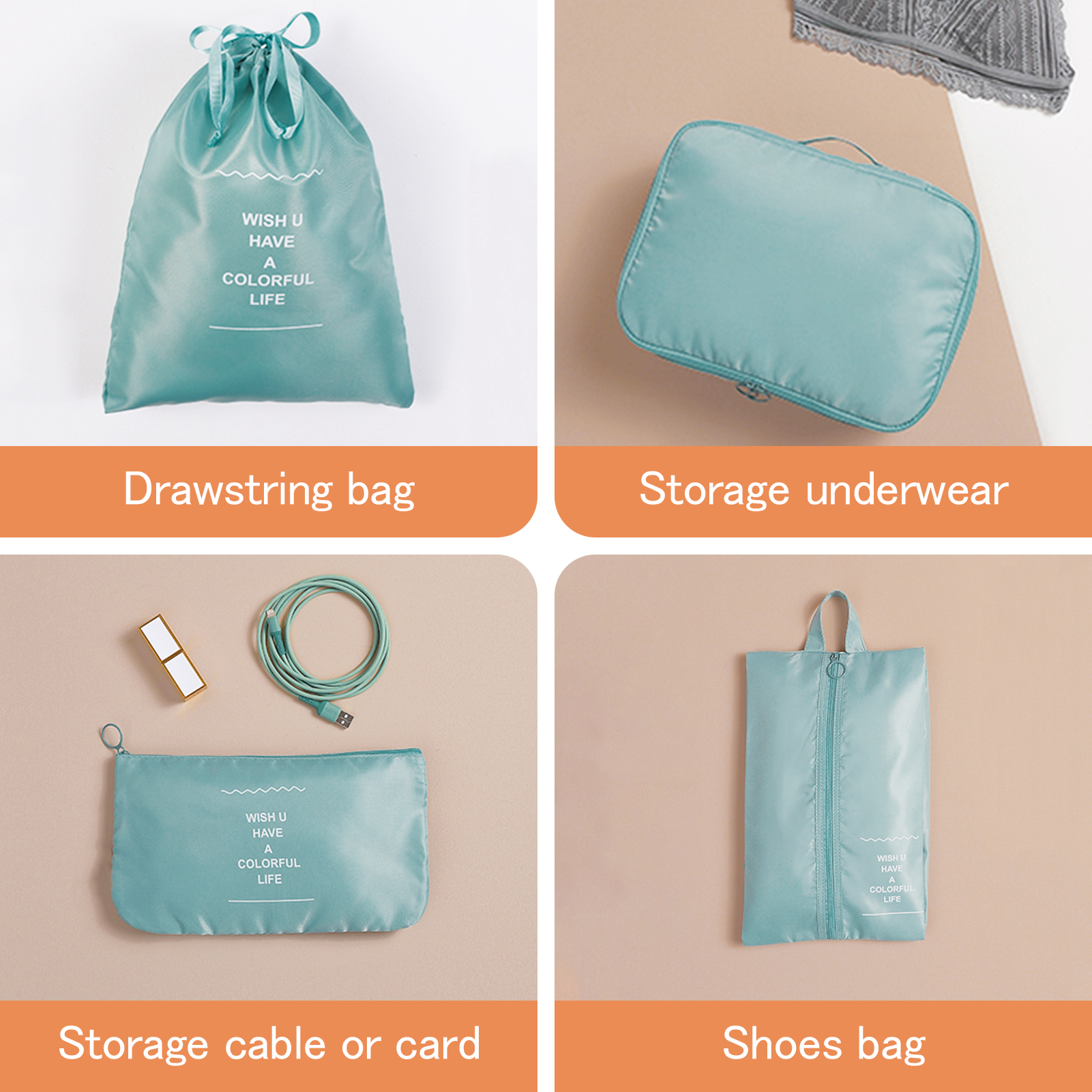 HonorHut 8 Set Packing Cubes Lightweight Organizer Bags Mesh Luggage Packing Bags Durable Storage Totes Travel Essentials Accessories Dusty Blue