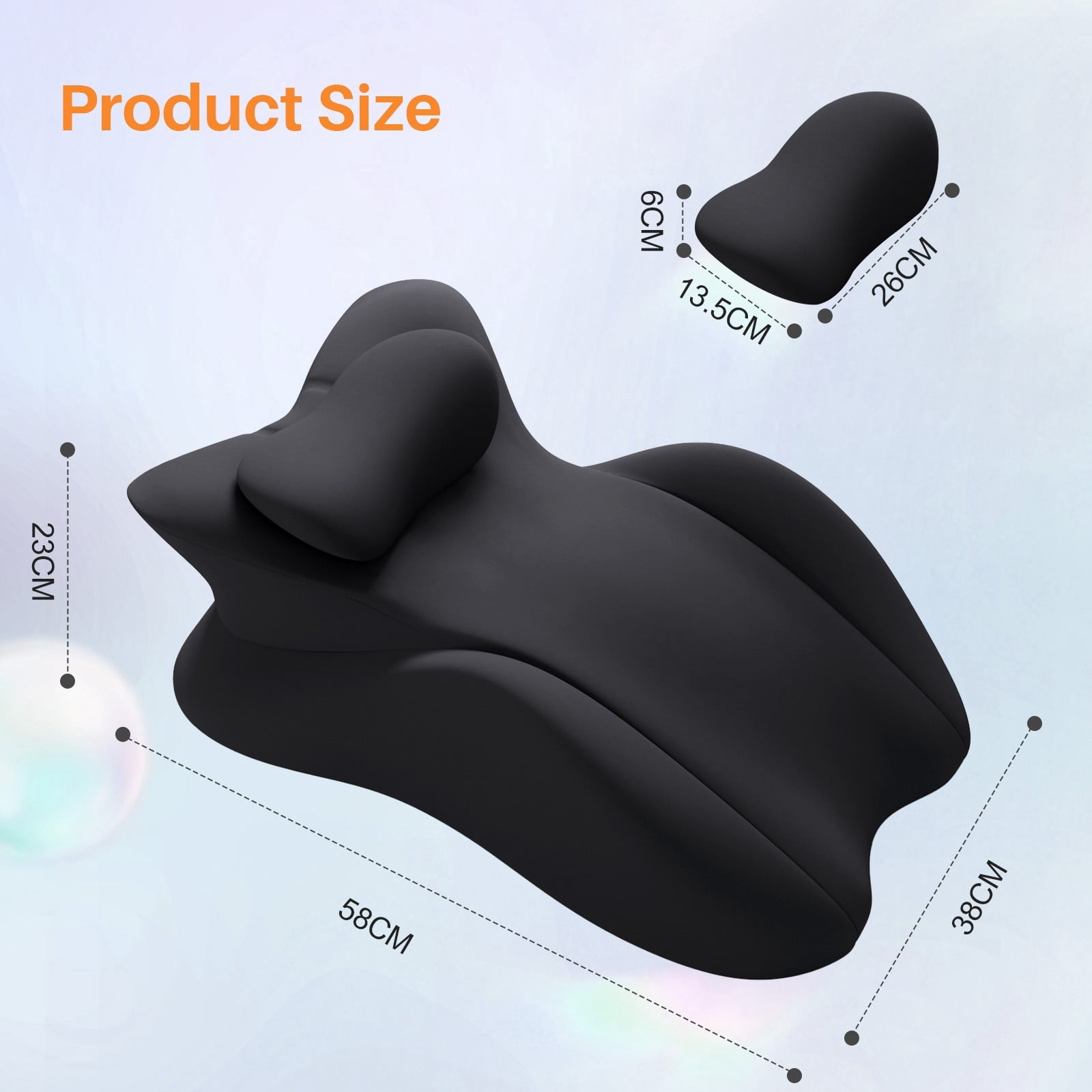 TOPCHANCES Lumbar Support Pillow, Memory Foam Back Support Cushion, Orthopaedic Bed Wedge Pillow with Removable Headrest, Ergonomic Backrests for Back, Neck, Lumbar & Legs (Black)