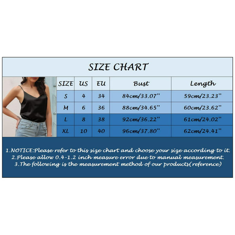 Pxiakgy tank top for women Womens Spaghetti Strap V Neck Satin Camisole  Sleeveless Soft Tank Top Black + US 4 