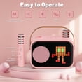 thumbnail image 4 of JYX Mini Karaoke Machine for Kids, 15 Animation Modes, 2 Mics, Connect with Bluetooth, Kids Toy, Birthday Gift for Girls Boys, Pink, 4 of 12