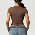 thumbnail image 4 of yillto Women Cropped Short Sleeve Shirt Yoga Workout Tee for Womens Athletic Running Gym Basic Tshirts, 4 of 5