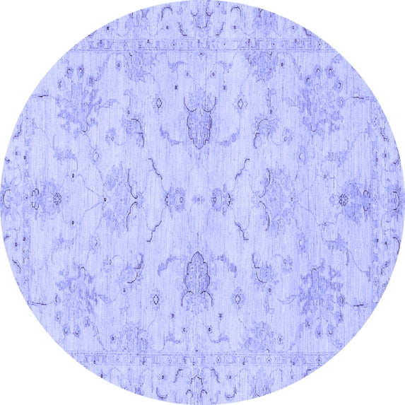 Ahgly Company Indoor Round Oriental Blue Traditional Area Rugs, 8' Round