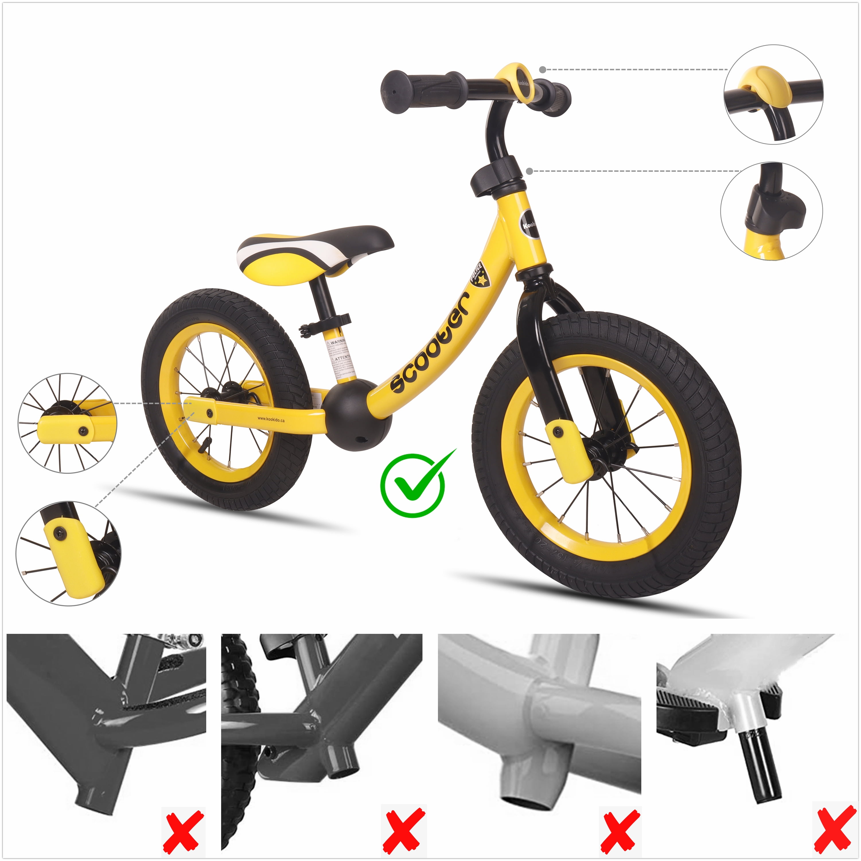 KOOKIDO Balance Bike with Air Tires 
