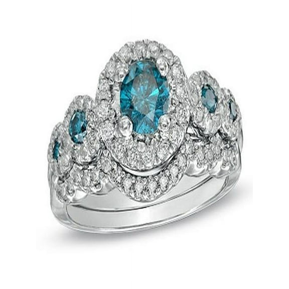 Divine Sapphire and Diamond Matching wedding Ring set 2 Carat Diamond on Gold