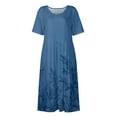 thumbnail image 5 of Ecqkame Women's 2025 Summer Dresses Floral Casual Loose Beach Dress Short Sleeve Crew Neck Flowy Long Dress with Pockets 02-Blue XXL, 5 of 5