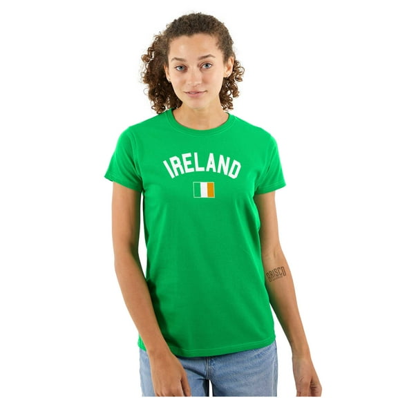 Irish Flag Ireland Soccer Fan Pride Womens Slim Fit Graphic Tee Brisco Brands S