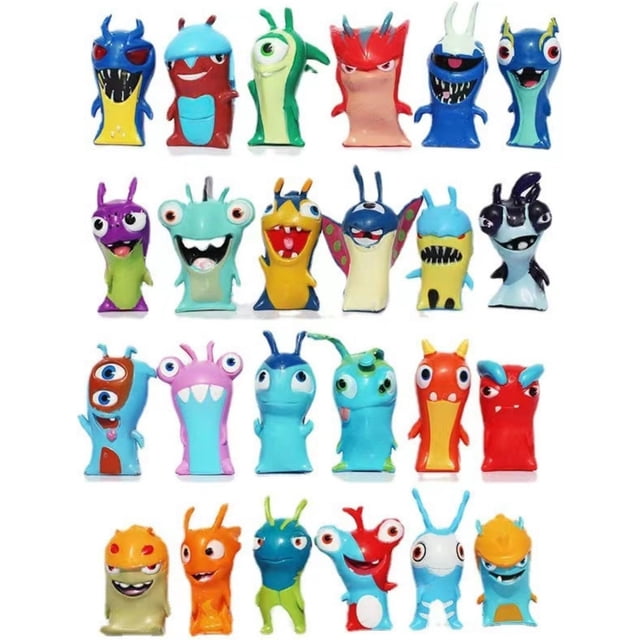 Figuras de jes de Slugterra - Colección de 24 Diseños Únicos, Decoración en Tamaño Pequeño (4-6 cm), Hechas de PVC (24 Piezas)