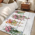 thumbnail image 4 of Pink Spring Floral Area Rugs 3'x5', Washable Small Throw Rugs for Living Room Bedroom, Wooden Elegant Farmhouse Botanical Indoor Outdoor Rug Non-Slip Low Pile Carpet Runner Reversible Floor Mats, 4 of 8