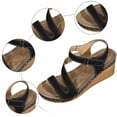 thumbnail image 7 of Women's Orthopedic Sandals High Heeled Platform Wedges Open Toe Crooss Strap Hook and Loop Casual Slingback Beach Vacation Dress Shoes Black Size 10.5, 7 of 7