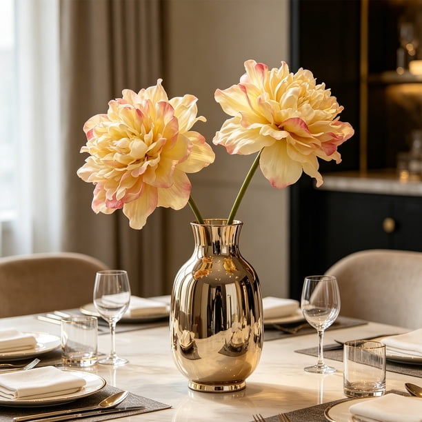 Juego Decorativo de Flores Artificiales con 2 Flores Falsas de Plástico, 38 cm, para Hogar, Sala de Estar, Mesa de Comedor, Bodas, Hotel, Paisajismo