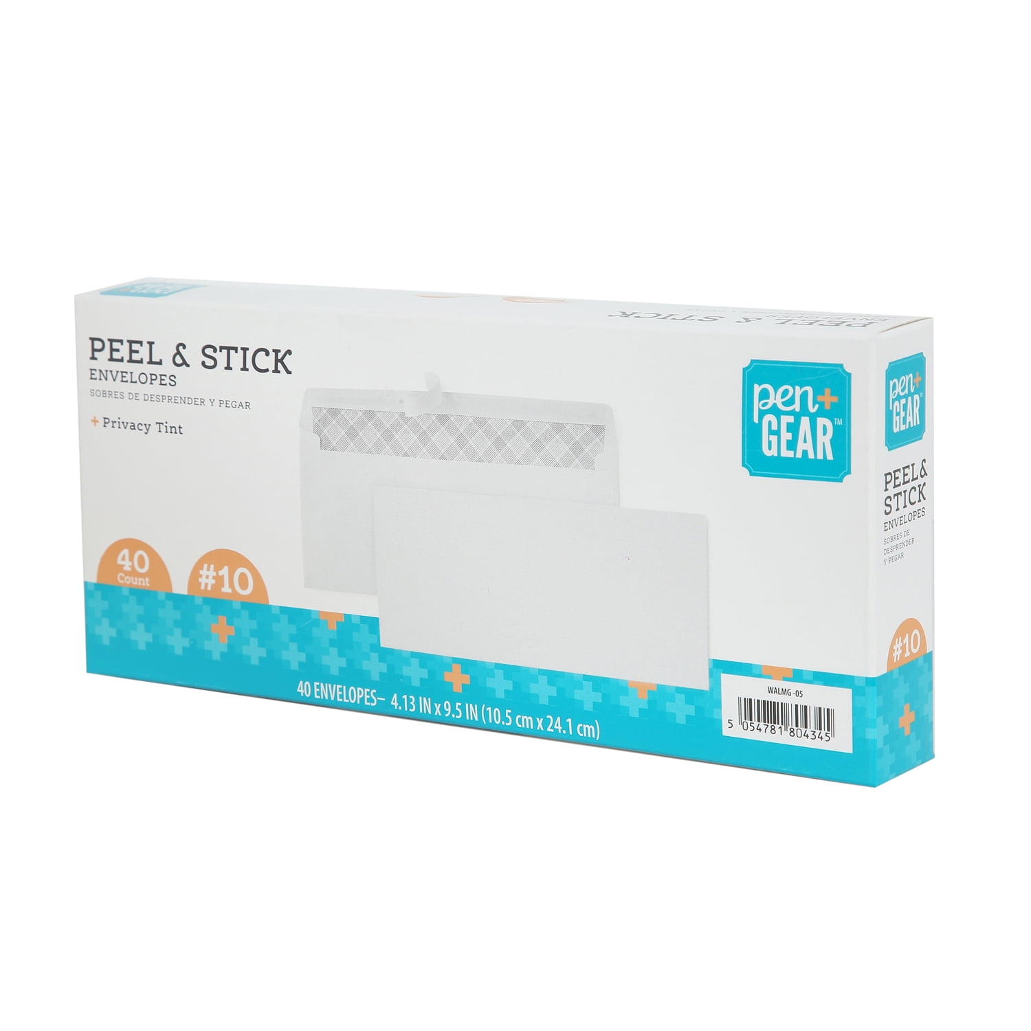 Pen+Gear #10 Privacy Tint Peel and Stick Envelopes, White, 4.13" x 9.5", 40 Count