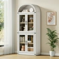 thumbnail image 2 of BeesClover Bibliothèque Arquée à 6 Tablettes avec Portes en Verre, Armoire d'Exposition Moderne en Bois avec Tablettes de Rangement pour Livres, Décor et Objets de Collection, 2 of 8