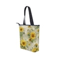 thumbnail image 3 of Zipper canvas bag large capacity large size practical handbag durable Canvas with leather material Vintage Faded Sunflowers, 3 of 7