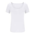 thumbnail image 3 of Ecqkame Women's Basic Going Out Tops Casual Slim Short Sleeve V Neck T Shirts Solid Color Stretchy Tight Tops White XL, 3 of 5