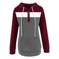 thumbnail image 5 of Tuphregyow Womens Tops Drawstring Hooded Neck Striped Long Sleeve Plus Size Tunic Top For Ladies Comfy Casual Sweatshirt Pullover Blouse with Pocket Loose Tummy Hiding Wine L, 5 of 6