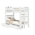 thumbnail image 2 of Bedz King Tall Bunk Beds Twin over Twin Mission Style with End Ladder and 2 Under Bed Drawers, White, 2 of 9