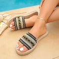 thumbnail image 5 of Womens Flat Sandals Ethnic Summer Slip On Sandals Thick Sole Open Toe Platform Slides Boho Beaded Slide Sandals - Flat Square Toe Shoes with Ethnic for Summer Casual & Beach Wear, 5 of 9
