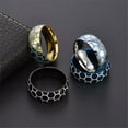 thumbnail image 3 of HIJONES Men Women's Luminous Soccer Rings Vintage Retro Punk Stainless Steel Personalized Gothic Band Ring Jewelry Blue Size 12, 3 of 4
