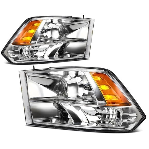 For Dodge Ram 1500 2009-2018 Headlights Assembly Chrome Driver Passenger Sides