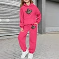 thumbnail image 2 of oqasdz Valentine's Day Girls Sweatsuit Leopard Heart Print Long Sleeve Hooded Sweatshirt And Jogger Pants For Toddler And Kids Sports Athletic Sweat Suit, 2 of 6