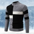 thumbnail image 2 of uikmnh Mens Sweater Men New Semi High Crew Neck Matching Color Sweater Sweater Base Size:M, 2 of 4