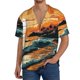 thumbnail image 1 of Balery Serene Ocean Sunset Camisa Casual de Manga Corta con Botones para Hombre, Texturizada, Estilo Cubano, para Playa, Verano-XX-Large, 1 of 5